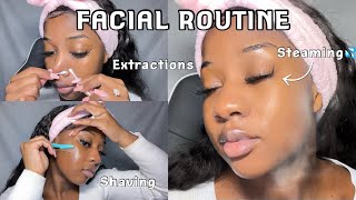 DIY FACIAL ROUTINE FOR CLEAR SKIN easy at home facial✨ [upl. by Tteltrab]