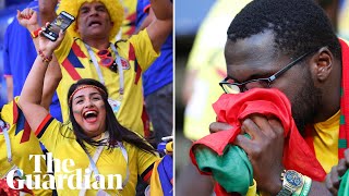 Senegal fans devastated as Colombians celebrate World Cup progress [upl. by Ayhdnas953]