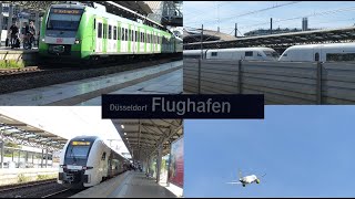 Bahn und Flugverkehr am Bahnhof Düsseldorf Flughafen mit Br402 Br422 uvm [upl. by Ennaitak759]