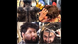 BIG TRANSFORMATION OF HAIRIEST MAN BY BARBERS 💈 BEST BARBER IN THE WORLD  FADE HAIRCUT [upl. by Dnyletak]