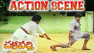 Chakravarthy Movie Scenes  Chiranjeevi Action Scene  Mohan Babu Bhanu Priya Ramya Krishna [upl. by Aihseuqram]