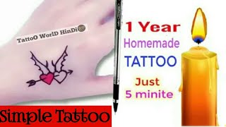 How To Make Permanent Tattoo At Home With Pen amp Candle  Diy Tattoo With Pen Pen Tattoo 1 [upl. by Anilak948]