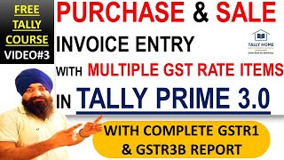 TALLY PRIME 30  PURCHASE SALE ENTRY WITH GST IN TALLY PRIME 30  TALLY PRIME 30 COMPLETE COURSE [upl. by Oralee]