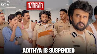 Adithya is Suspended  Darbar Hindi  Rajinikanth  Nayanthara  Nivetha Thomas  Suniel Shetty [upl. by Vincenz318]