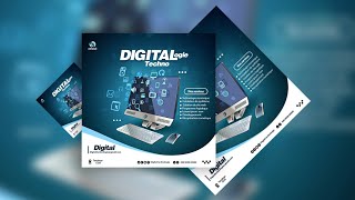 Affiche Professionnelle Digital Technologie sur Adobe Photoshop 2022 Comment Faire [upl. by Ahsaela]