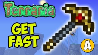 Terraria how to get GOLD PICKAXE EASY  Terraria 1449 Gold Pickaxe [upl. by Coltin]