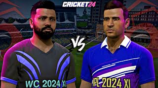 IPL 2024 XI 🆚 T20 WC 2024 XI  High Voltage Match  Last Ball Thriller⚡️CRICKET 24 ipl worldcup [upl. by Drooff197]