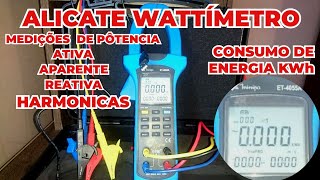 CONHEÇA O ALICATE WATTÍMETRO ET4055A Minipa PARA MEDIÇÕES DE POTÊNCIA ENERGIA E CONSUMO EM kWh [upl. by Corty]