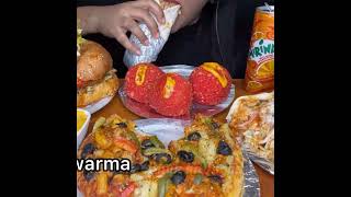 EATING VERY SPICY CHEETOS CHEESE BALLS  DOMINOS PIZZA CHICKEN SHAWARMA VEGGIE BURGER shorts [upl. by Idnil320]