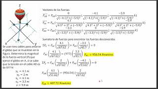 Se usan tres cables para el globo Determina P que ejerce el globo si se sabe que AD es de 977 N [upl. by Sharona948]