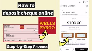 Wells Fargo Deposit Cheque  Deposit Check With Wells Fargo Mobile App  Encash Wells Fargo Check [upl. by Arymat]