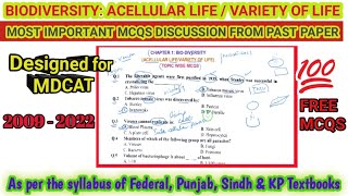 Acellular Life class 11 MDCAT MCQS  Variety of Life Biodiversity  Past paper Biology with answes [upl. by Avlasor]