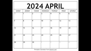 How to get free printable April 2024 calendar  Axnent [upl. by Otilia451]