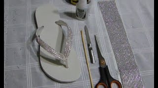 Chinelo com manta de strass  DIY  Passo a passo [upl. by Ahtabat]