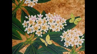 Frangipani  painting on gold leaf [upl. by Lisab]