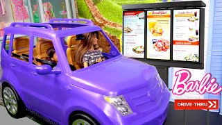 Barbie Doll Family Morning Routine Drive Thru Pretend Play [upl. by Etnovert]