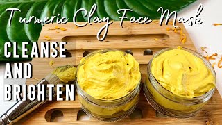 DIY TURMERIC CLAY FACE MASK for CLEAR BRIGHT GLOWING SKIN  FADE DARK SPOTS [upl. by Eilac]