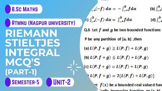 Riemann Stieltjes Integral  Multiple Choice Questions Part1 RTMNU Nagpur University BScMaths [upl. by Peters]