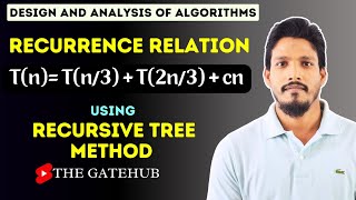 Recurrence Relation Tn Tn3  T2n3  cn  Recursive Tree Method  GATECSE  DAA [upl. by Aicele]