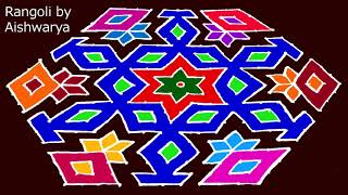 Creative Rangoli Designs 21 to 11 dots  Muggulu Arts Beautiful Colour Kolam  RamRangoli Aishwarya [upl. by Aehcsrop707]