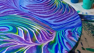 278 Beautiful wandering ring pour 🫗 💜💙💚🩵Must see acrylicpour fluidart abstract arttherapy [upl. by Ellehsram227]