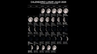 CALENDARIO LUNAR PARA JULIO 2020  Fases de la Luna superficie visible y edad ¡día a día [upl. by Norval]