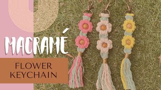 MACRAME FLOWER KEYCHAIN  Llavero Flor [upl. by Kerstin]