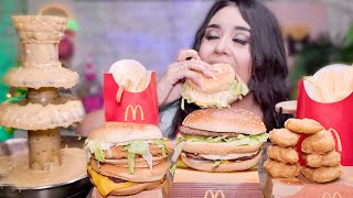 MCDONALDS BIG MAC SAUCE FOUNTAIN ASMR MUKBANG MCDOUBLE BIG MAC MCCHICKEN NUGGETS LARGE FRIES [upl. by Javier]