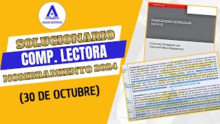 SOLUCIONARIO EXAMEN DE NOMBRAMIENTO 2024  Comprensión Lectora [upl. by Cresa]