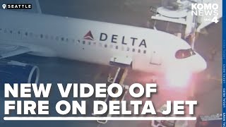 Delta plane catches fire after landing in Seattle [upl. by Aramanta111]