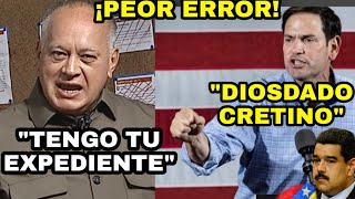 DIOSDADO LE DA GOLPE DURO A MADURO QUIEN EXPLOTÓ EN MIRAFLORES POR ENFRENTAR A MARCO RUBIO [upl. by Jallier]