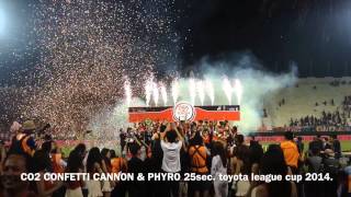 Co2 confettI cannon paper jetampphyro 25 Sec TOYOTA LEAUGE CUP 2014 [upl. by Ahael]