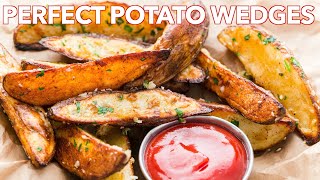 Crispy Baked Garlic Parmesan Potato Wedges  Easy Appetizer [upl. by Kalila421]