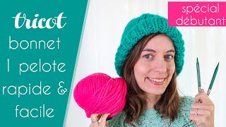 Tuto bonnet rapide au tricot avec 1 seule pelote  Bonnet Wow par Alice Gerfault [upl. by Lebazi]