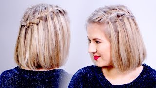 HOW TO Waterfall Braid Crown Hairstyle For Short Hair  Milabu [upl. by Collar675]