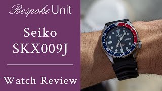 Seiko SKX009J1 Review Steel Pepsi Diver On Black Rubber Strap Made in Japan [upl. by Surazal]