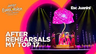 🇪🇸Junior Eurovision 2024  MY TOP 17 After Rehearsals [upl. by Ycnaffit]