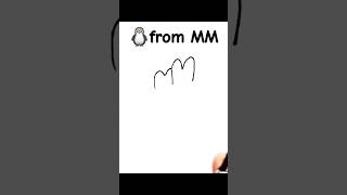 How to draw penguin from letter MM🐧  easypeesyart ytshort shorts tutorial [upl. by Am]