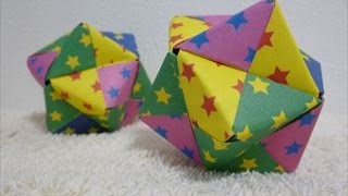 【ハンドメイド】ユニット折り紙「12枚で作る24面体のくす玉」折り方・作り方 How to make a 24tetrahedral unit origami [upl. by Yrkcaz]