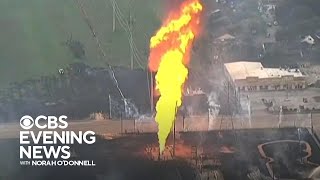 Texas natural gas pipeline explodes into flames [upl. by Nickerson]