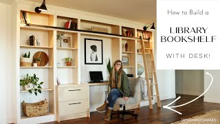 How to Build a Library BookshelfWITH DESK [upl. by Burner]