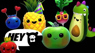 Hey Bear Sensory  Birthday Dance Party  Dancing Fruit  Fun Animation and Upbeat Music [upl. by Duhl]