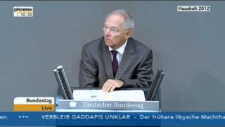 Bundeshaushalt 2012  Einbringung durch Wolfgang Schäuble [upl. by Eel]