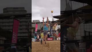 NOTHING PAST THE NET 🤯 a monster block bringing all the hype 🙌deepdishbeach beachvolleyball [upl. by Kathrine909]