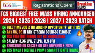 TCS FREE NQT Hiring Announced  TCS Ninja Digital Prime Smart Ignite Role Hiring 20242028 Batch [upl. by Aehtela]