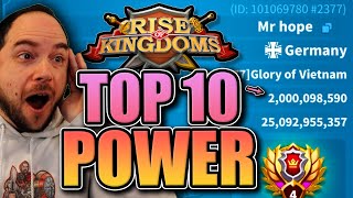 Official Top 10 Highest Power big updates Rise of Kingdoms [upl. by Citron]