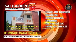 4 BHK independent House in Kumbakonam Balu Nagar Sai Gardens for Sale  Offer Price 60 lacs only [upl. by Trainer]