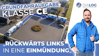 Grundfahraufgabe CE  Drehschemel  Rückwärts links in eine Einmündung  DIALOG BZ [upl. by Curran]