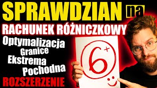 ✅Sprawdzian Na 6❗️RACHUNEK RÓŻNICZKOWY Optymalizacja Pochodna Asymptoty Ekstrema Granice [upl. by Burgess101]