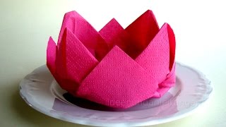 Servietten falten  Rose  Blüte  Blume  Einfache Osterdeko selber machen Origami [upl. by Nirehtac248]